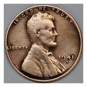 1941-S 1¢ LINCOLN WHEAT CENT COIN, WWII-ERA PENNY, NICE DETAIL